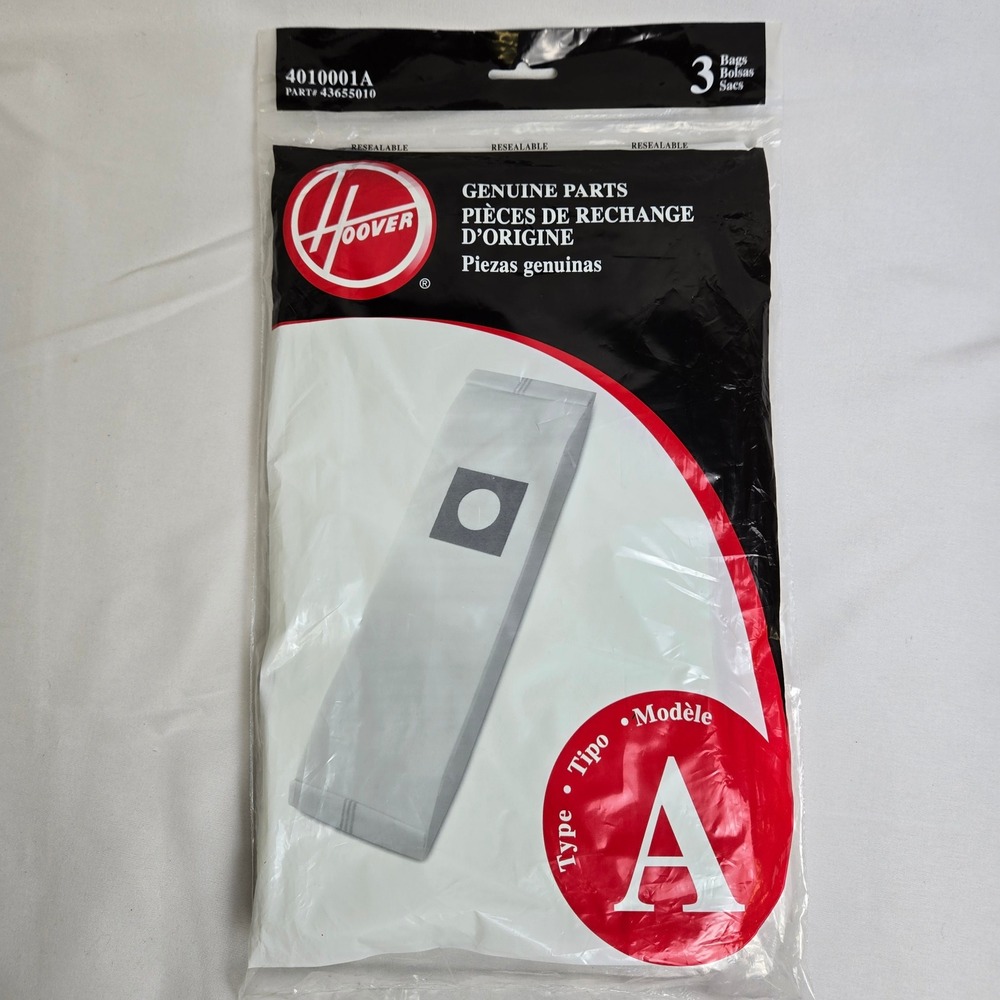 Hoover Genuine Parts Type A Upright Vacuum Cleaner Bags, 3 Pack, 4010001A New